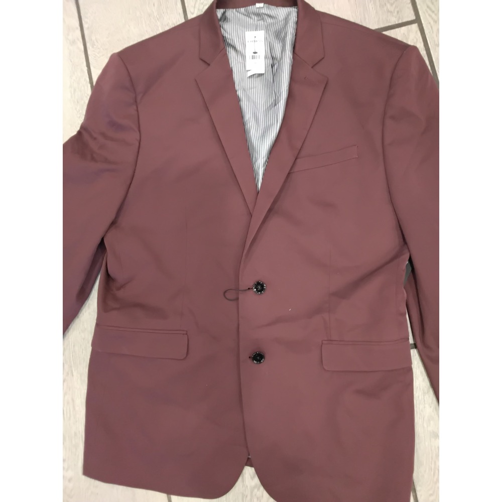 Express Mens Slim Stretch Suit Jacket Blazer 44R Burgundy Rose‎ 24370057 NEW